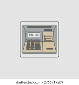 Cajero automático con teclado y pantalla