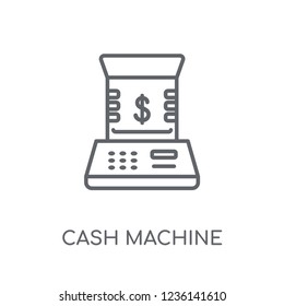 Cash machine linear icon. Modern outline Cash machine logo concept on white background from Cryptocurrency economy and finance collection. Suitable for use on web apps, mobile apps and print media.