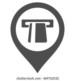Cash Machine Marker icon. Vector style is flat iconic symbol with rounded angles, gray color, white background.