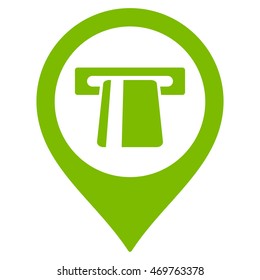 Cash Machine Marker icon. Vector style is flat iconic symbol with rounded angles, eco green color, white background.