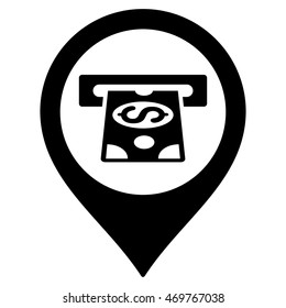 Cash Machine Pointer icon. Vector style is flat iconic symbol with rounded angles, black color, white background.