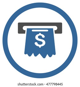 Cash Machine rounded icon. Vector illustration style is flat iconic bicolor symbol, cobalt and gray colors, white background.