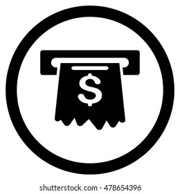 Cash Machine rounded icon. Vector illustration style is flat iconic symbol, black color, white background.
