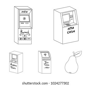 Cash machine for cash, terminal for payment, ticket machine. Terminals set collection icons in outline style isometric vector symbol stock illustration web .