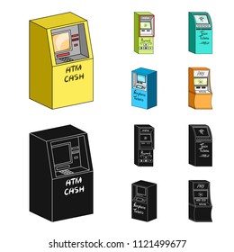 Cash machine for cash, terminal for payment, ticket machine. Terminals set collection icons in cartoon,black style isometric vector symbol stock illustration web .