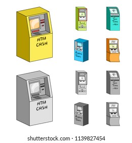 Cash machine for cash, terminal for payment, ticket machine. Terminals set collection icons in cartoon,monochrome style isometric vector symbol stock illustration web .