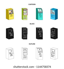 Cash machine for cash, terminal for payment, ticket machine. Terminals set collection icons in cartoon,black,outline style isometric vector symbol stock illustration web .