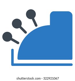 Cash Machine vector icon. Style is bicolor flat symbol, smooth blue colors, rounded angles, white background.
