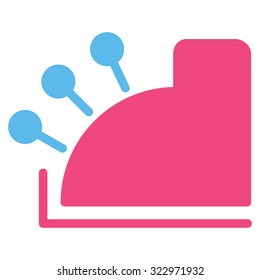 Cash Machine vector icon. Style is bicolor flat symbol, pink and blue colors, rounded angles, white background.