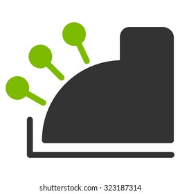 Cash Machine vector icon. Style is bicolor flat symbol, eco green and gray colors, rounded angles, white background.