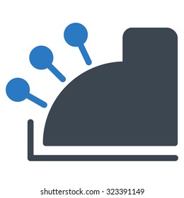 Cash Machine vector icon. Style is bicolor flat symbol, smooth blue colors, rounded angles, white background.