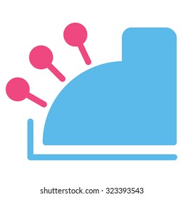 Cash Machine vector icon. Style is bicolor flat symbol, pink and blue colors, rounded angles, white background.