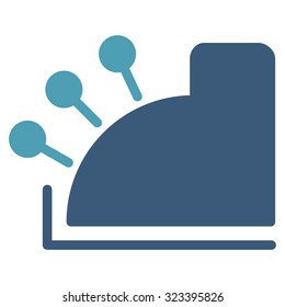 Cash Machine vector icon. Style is bicolor flat symbol, cyan and blue colors, rounded angles, white background.