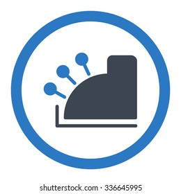 Cash Machine vector icon. Style is bicolor flat rounded symbol, smooth blue colors, rounded angles, white background.