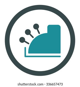 Cash Machine vector icon. Style is bicolor flat rounded symbol, soft blue colors, rounded angles, white background.