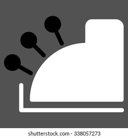 Cash Machine vector icon. Style is bicolor flat symbol, black and white colors, rounded angles, gray background.