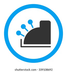 Cash Machine vector icon. Style is bicolor flat rounded symbol, blue and gray colors, rounded angles, white background.