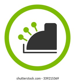 Cash Machine vector icon. Style is bicolor flat rounded symbol, eco green and gray colors, rounded angles, white background.