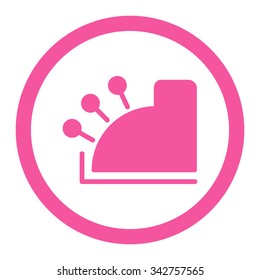 Cash Machine vector icon. Style is flat rounded symbol, pink color, rounded angles, white background.