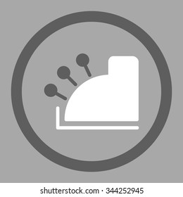 Cash Machine vector icon. Style is bicolor flat rounded symbol, dark gray and white colors, rounded angles, silver background.