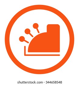 Cash Machine vector icon. Style is flat rounded symbol, orange color, rounded angles, white background.