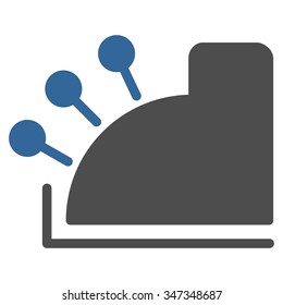 Cash Machine vector icon. Style is bicolor flat symbol, cobalt and gray colors, rounded angles, white background.