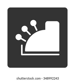 Cash Machine vector icon. Style is flat rounded square button, white and gray colors, white background.