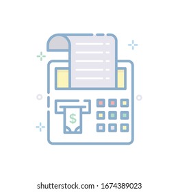 Cash Machine Vector illustration. Filled Outline Color Icon.