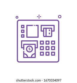  Cash Machine Vector illustration. Shopping and E-commerce Outline icon. EPS 10 File