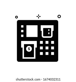 Ilustración del vector de máquina de efectivo. Icono del Glifo de compras y comercio electrónico. 