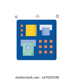 Illustration zur Vektorillustration von Geldautomaten. Shopping und E-Commerce Flat Symbol. 