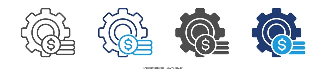 Conjunto de iconos de gestión de efectivo de varios estilos