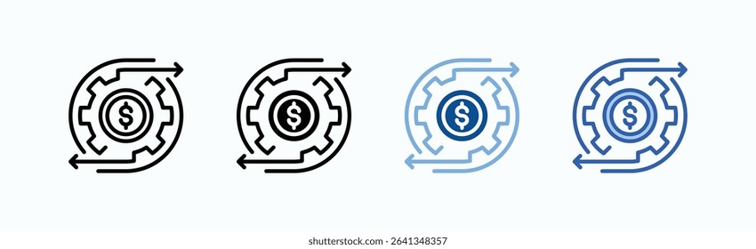 Cash Management icon sheet multiple style collection isolated vector