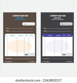 Cash Memo Design, Money Receipt design, English Language Money Receipt Corporate Invoice design template free vector.
