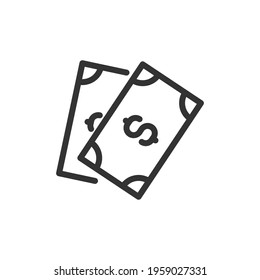 Cash minimal line icon. Web stroke symbol design. Cash sign isolated on a white background. Premium line icon.