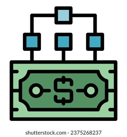 Cash monetize icon outline vector. Lead digital. Database business color flat