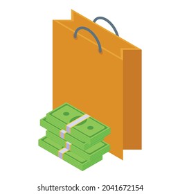Cash money bag icon isometric vector. Coin bank. Dollar loan
