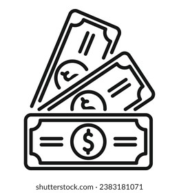 Cash money banknotes icon outline vector. Sign funds. Paper safe wallet