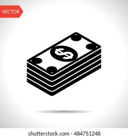 Cash money banknotes vector flat icon