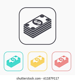 Cash money banknotes vector flat icon