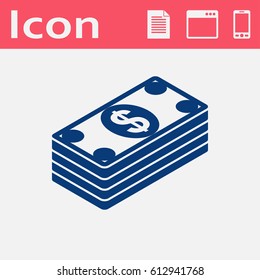 Cash money banknotes vector flat icon