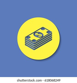 Cash money banknotes vector flat icon