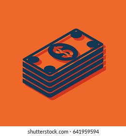 Cash money banknotes vector flat icon