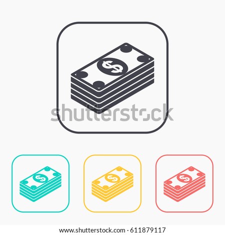 Cash money banknotes vector flat icon