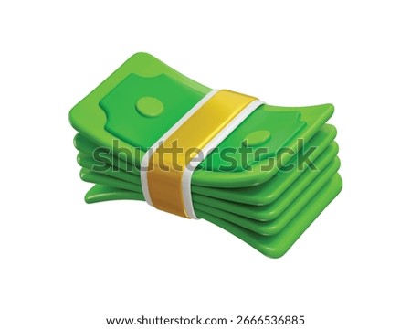 Cash Money bundle icon 3d render concept of stacked paper dollar notes. Perfect for finance, banking savings, investment, wealth, and economic business icon vector illustration