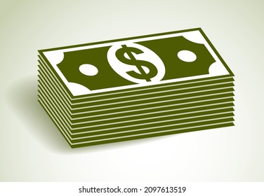 Cash Money Dollar Banknote Stack Vector Simplistic Illustration Icon Or Logo, Business And Finance Theme, Income Taxes Revenue Prize.