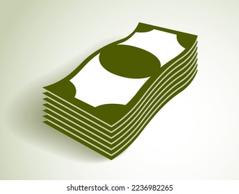 Efectivo en dólares de la pila de billetes vector icono o logotipo de ilustración simplista, tema de negocios y finanzas, premio de impuestos sobre la renta.