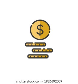 Cash money. Dollar coins. Filled color icon. Commerce vector illustration