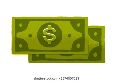 Cash Money with Dollar Sign or Paper Money Illustration Isolated on White Background