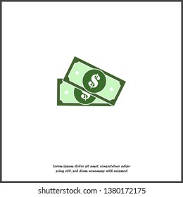 Cash  money icon. Flat image money on white isolated background. Layers grouped for easy editing illustration. For your design.